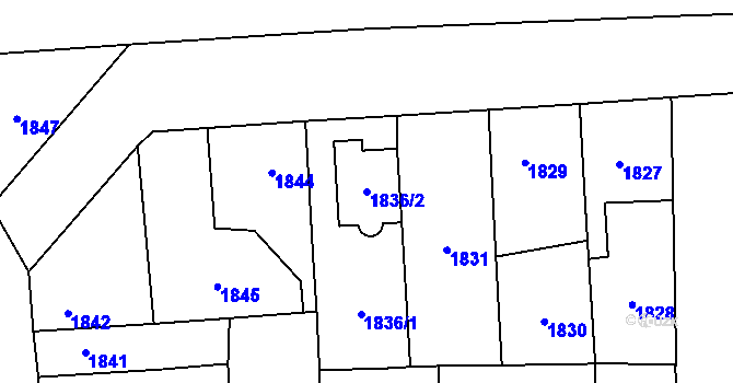 Parcela st. 1836/2 v KÚ Horní Počernice, Katastrální mapa