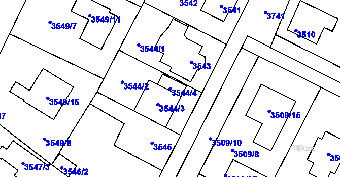 Parcela st. 3544/4 v KÚ Horní Počernice, Katastrální mapa