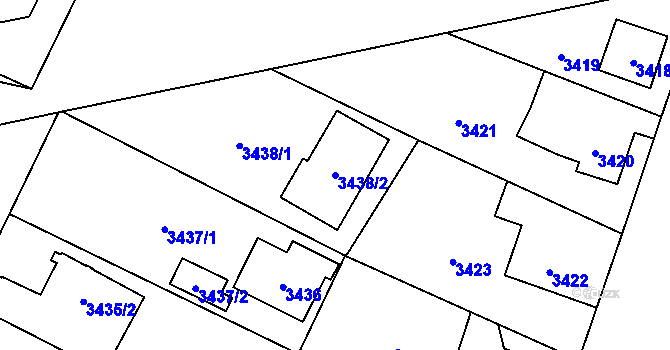 Parcela st. 3438/2 v KÚ Horní Počernice, Katastrální mapa