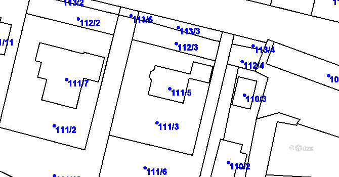 Parcela st. 111/5 v KÚ Horní Počernice, Katastrální mapa