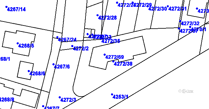 Parcela st. 4272/69 v KÚ Horní Počernice, Katastrální mapa