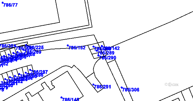 Parcela st. 786/289 v KÚ Horní Počernice, Katastrální mapa