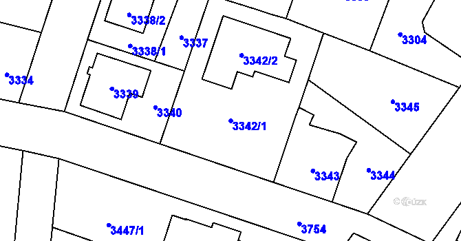 Parcela st. 3342/1 v KÚ Horní Počernice, Katastrální mapa