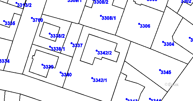 Parcela st. 3342/2 v KÚ Horní Počernice, Katastrální mapa