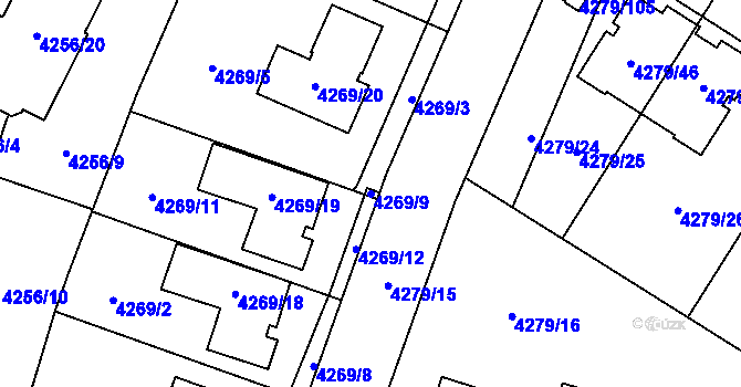 Parcela st. 4269/9 v KÚ Horní Počernice, Katastrální mapa