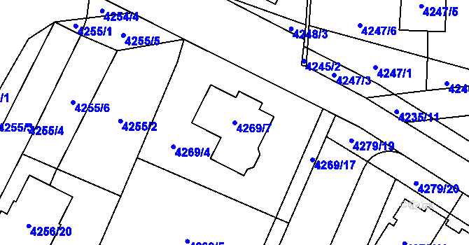 Parcela st. 4269/7 v KÚ Horní Počernice, Katastrální mapa