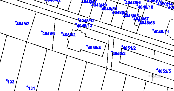 Parcela st. 4050/4 v KÚ Horní Počernice, Katastrální mapa