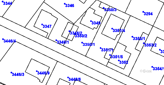 Parcela st. 3350/1 v KÚ Horní Počernice, Katastrální mapa
