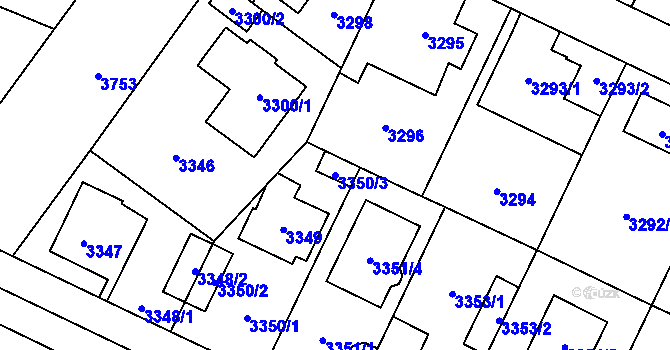 Parcela st. 3350/3 v KÚ Horní Počernice, Katastrální mapa