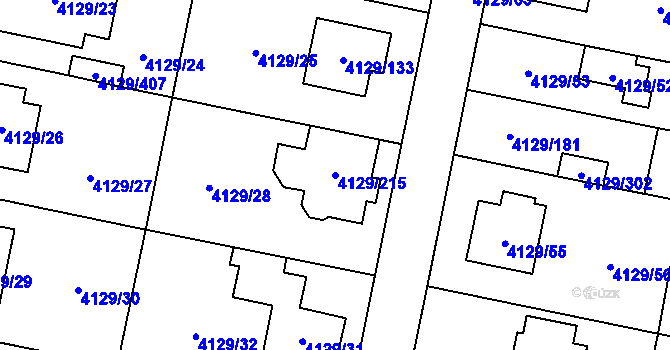 Parcela st. 4129/215 v KÚ Horní Počernice, Katastrální mapa