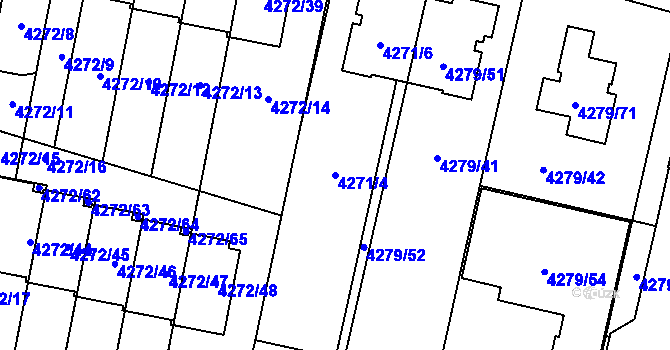 Parcela st. 4271/4 v KÚ Horní Počernice, Katastrální mapa