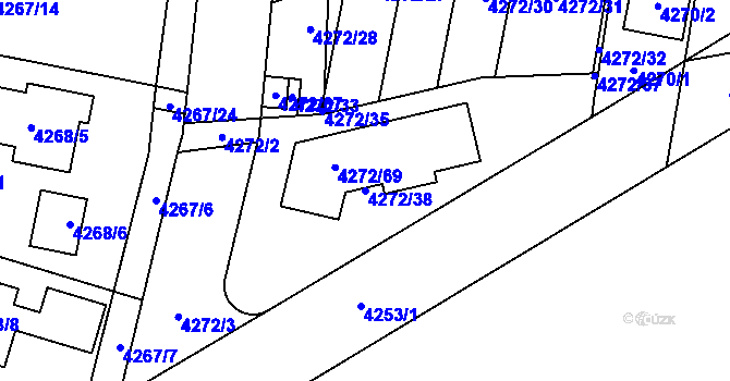 Parcela st. 4272/38 v KÚ Horní Počernice, Katastrální mapa