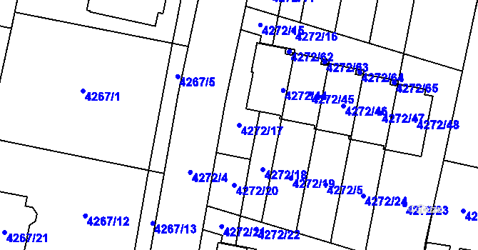 Parcela st. 4272/17 v KÚ Horní Počernice, Katastrální mapa