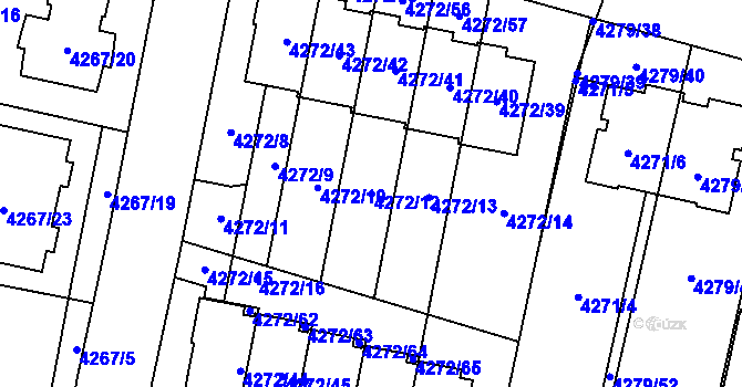 Parcela st. 4272/12 v KÚ Horní Počernice, Katastrální mapa