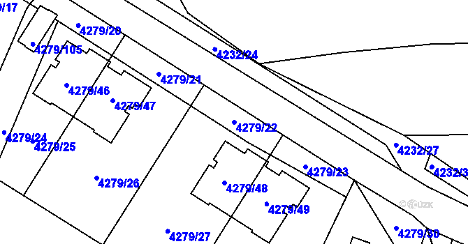 Parcela st. 4279/22 v KÚ Horní Počernice, Katastrální mapa