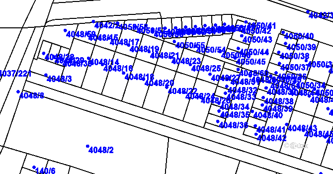 Parcela st. 4048/22 v KÚ Horní Počernice, Katastrální mapa