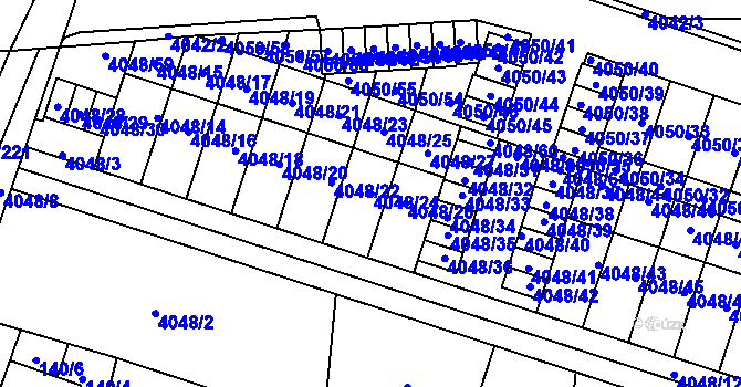 Parcela st. 4048/24 v KÚ Horní Počernice, Katastrální mapa