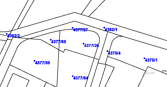 Parcela st. 4377/26 v KÚ Horní Počernice, Katastrální mapa