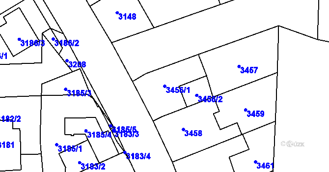 Parcela st. 3456/1 v KÚ Horní Počernice, Katastrální mapa