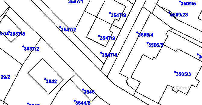 Parcela st. 3547/4 v KÚ Horní Počernice, Katastrální mapa