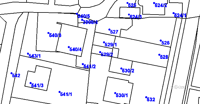 Parcela st. 529/2 v KÚ Horní Počernice, Katastrální mapa