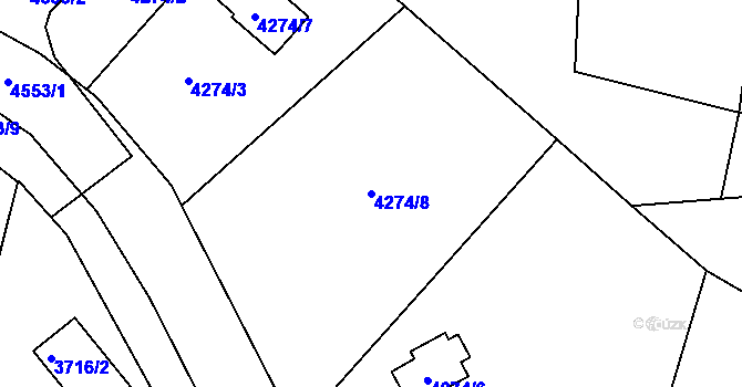 Parcela st. 4274/8 v KÚ Horní Počernice, Katastrální mapa