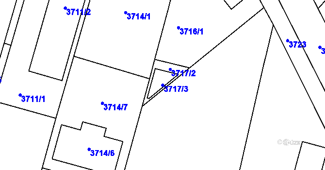 Parcela st. 3717/3 v KÚ Horní Počernice, Katastrální mapa