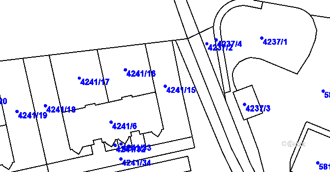 Parcela st. 4241/15 v KÚ Horní Počernice, Katastrální mapa