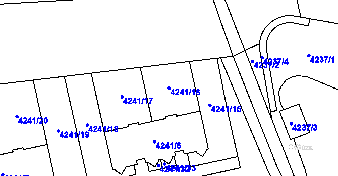 Parcela st. 4241/16 v KÚ Horní Počernice, Katastrální mapa