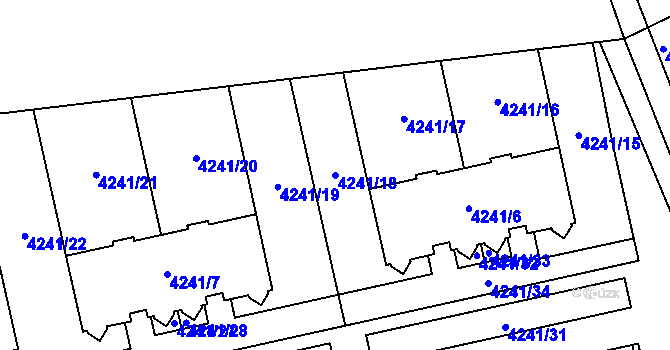Parcela st. 4241/18 v KÚ Horní Počernice, Katastrální mapa