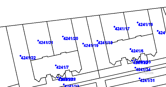 Parcela st. 4241/19 v KÚ Horní Počernice, Katastrální mapa