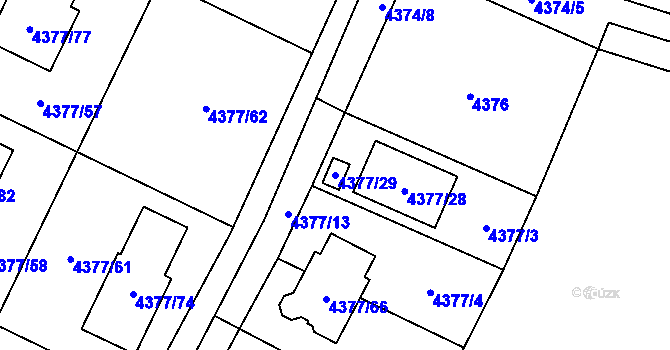 Parcela st. 4377/29 v KÚ Horní Počernice, Katastrální mapa