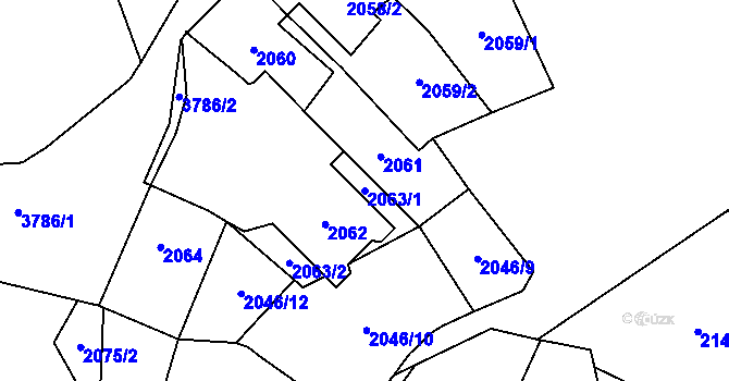 Parcela st. 2063/1 v KÚ Horní Počernice, Katastrální mapa