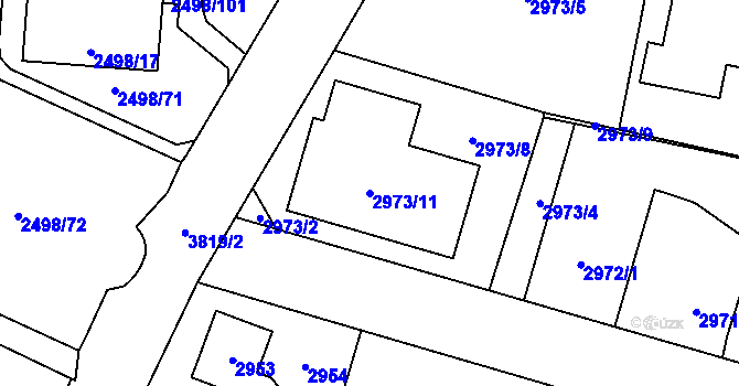 Parcela st. 2973/11 v KÚ Horní Počernice, Katastrální mapa