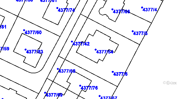 Parcela st. 4377/54 v KÚ Horní Počernice, Katastrální mapa