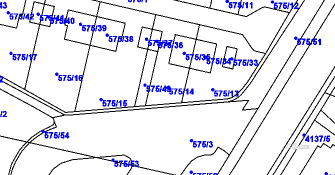 Parcela st. 575/14 v KÚ Horní Počernice, Katastrální mapa