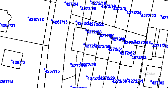 Parcela st. 4272/49 v KÚ Horní Počernice, Katastrální mapa