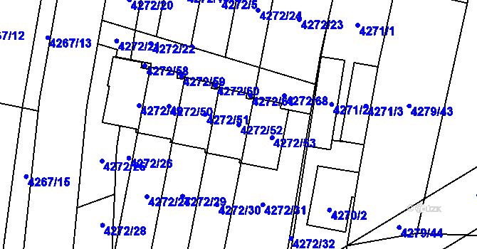 Parcela st. 4272/52 v KÚ Horní Počernice, Katastrální mapa