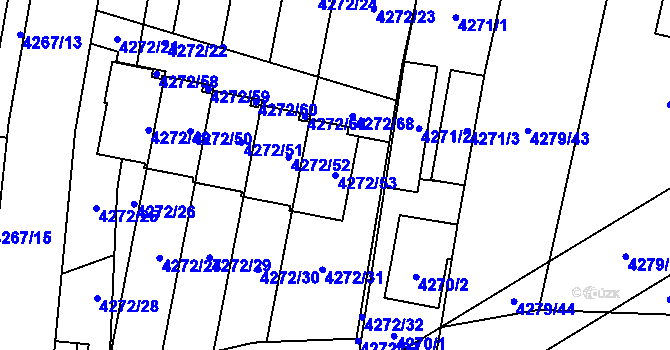 Parcela st. 4272/53 v KÚ Horní Počernice, Katastrální mapa