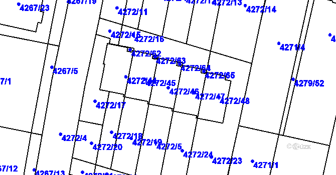 Parcela st. 4272/46 v KÚ Horní Počernice, Katastrální mapa