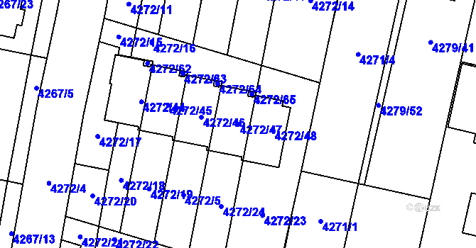 Parcela st. 4272/47 v KÚ Horní Počernice, Katastrální mapa