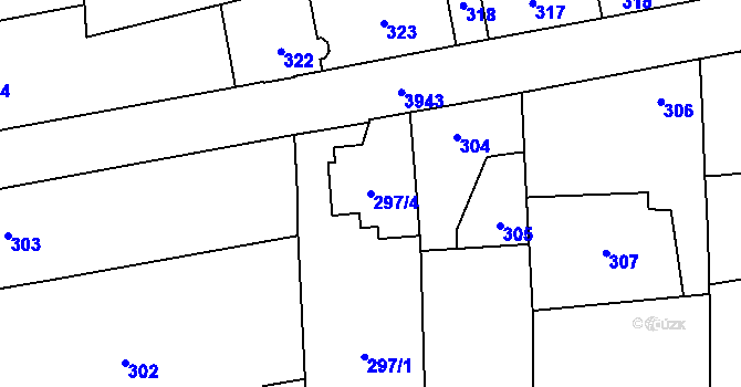 Parcela st. 297/4 v KÚ Horní Počernice, Katastrální mapa