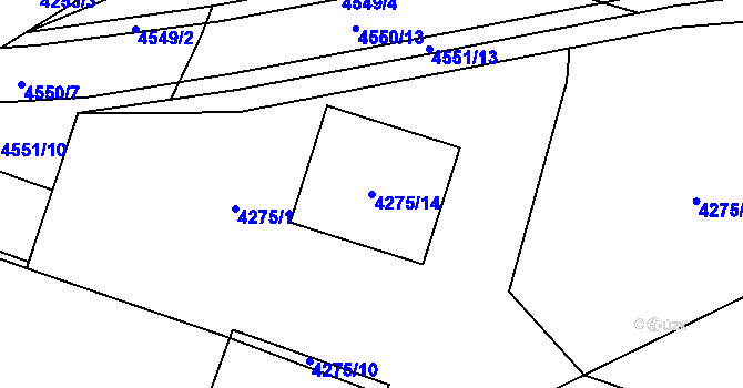 Parcela st. 4275/14 v KÚ Horní Počernice, Katastrální mapa