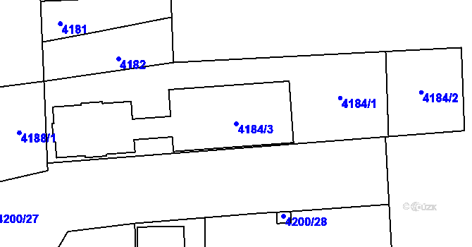 Parcela st. 4184/3 v KÚ Horní Počernice, Katastrální mapa