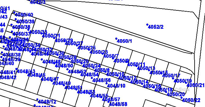 Parcela st. 4050/7 v KÚ Horní Počernice, Katastrální mapa