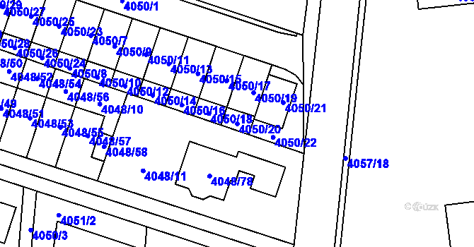 Parcela st. 4050/20 v KÚ Horní Počernice, Katastrální mapa