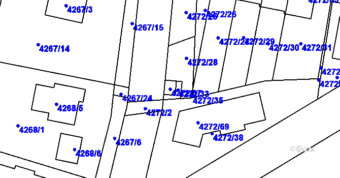 Parcela st. 4272/67 v KÚ Horní Počernice, Katastrální mapa