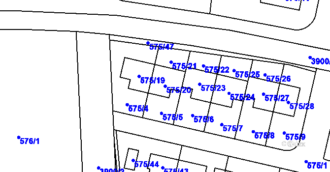 Parcela st. 575/20 v KÚ Horní Počernice, Katastrální mapa