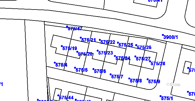 Parcela st. 575/23 v KÚ Horní Počernice, Katastrální mapa