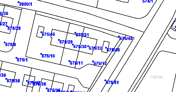 Parcela st. 575/32 v KÚ Horní Počernice, Katastrální mapa
